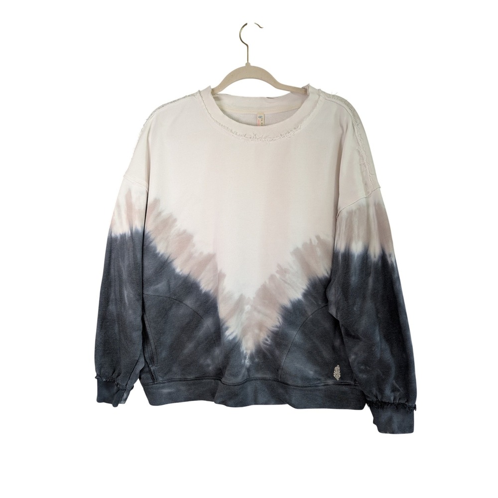 FP Movement Free People Sweatshirt Womens S Blue Ombre Metti Pockets Oversized